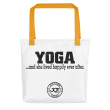 Load image into Gallery viewer, Yoga..and she lived happily ever after. Tote bag