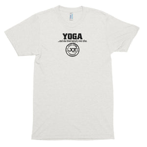Yoga... and she lived happily ever after Short sleeve soft t-shirt